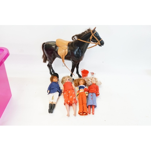 1101 - A Collection of Vintage Palitoy Sindy to include the Horse with Accessories, Rider, along with three... 