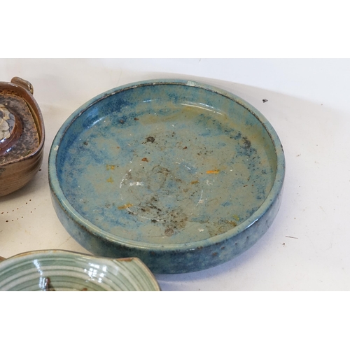 456 - A Collection of Japanese Brown & Blue speckled pottery to include Stands, Dishes, etc.