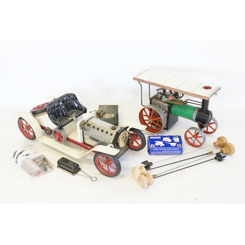 996 - A Vintage Mamod No: SA1 Live Steam Roadster in Off-White & Red with accessories along with a Mamod S... 