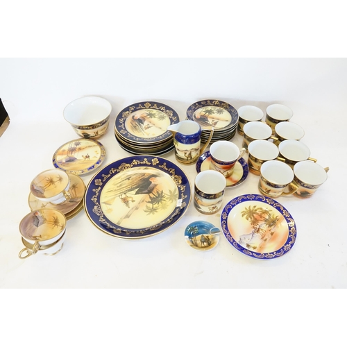 475 - A Large Collection of Arabs on Camels Tea China to include Plates, Saucers, Cups, Egg Shell, etc.