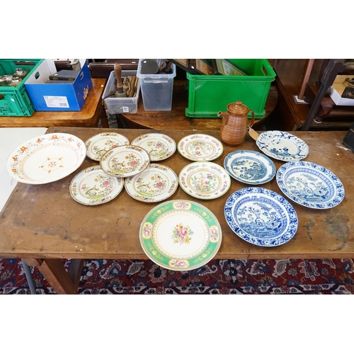 510 - A Collection of English Stone Ware Plates, Soup Bowls, Floral decorated Bowl, Dishes, Tea Pot, etc.