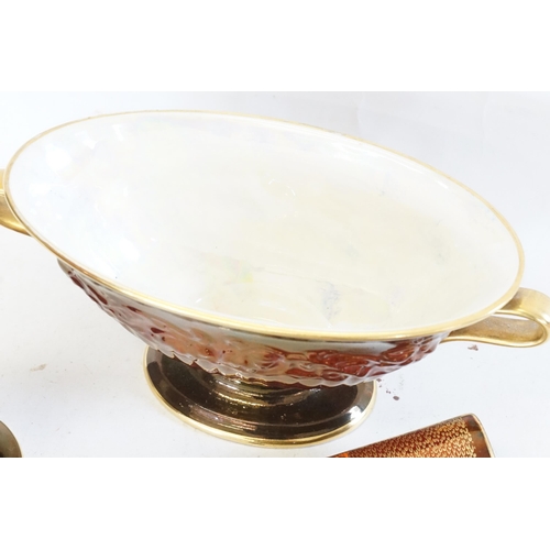 509 - A Carlton Ware Ash Tray, a Spill Vase & a Two Handled Bowl in the Rouge Royal pattern.