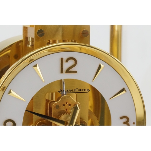 277 - A Circa 1970's Jaeger-LeCoultre gilt brass ATMOS mantle clock, REF 506919, white dial and gold numer... 