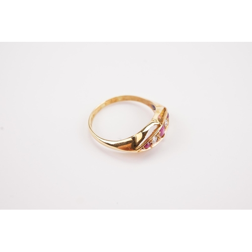 138 - An Edwardian 18ct Gold Ruby & Diamond Set Dress Ring. Weighing: 2.1 grams. Size M.