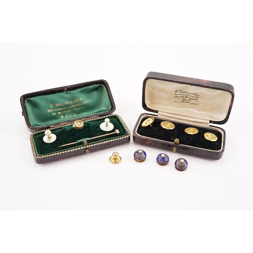 141 - A Nice Collection of Gentleman's Shirt Studs to include one Diamond Set, Silver Enamelled & Rolled G... 