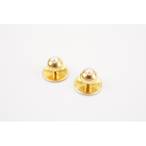 148 - A Pair of 18ct Gold Gentleman's Seed Pearl Dress Studs. Weighing: 2.8 grams.