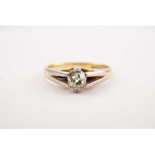 150 - An Old Mine Cut Single Stone Engagement Ring set in 18ct Gold & Platinum. Diamond: 0.75ct (Approx). ... 