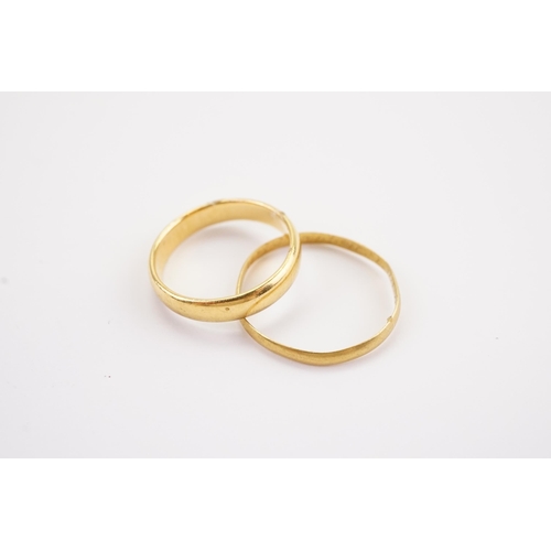 128 - A 9ct Yellow Gold Wedding Band along with one other Unmarked Wedding Band.