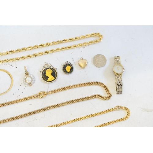 249 - A Collection of Costume Jewellery to include Necklaces, enamelled Coins, Rotary & Citizen Ladies Wat... 