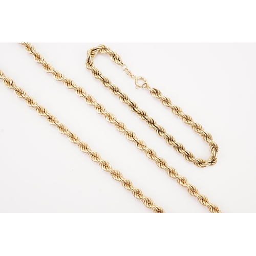 106 - A 9ct Gold Rope Chain design Necklace & Bracelet. Length of Bracelet: 18cms. Length of Necklace: 61c... 