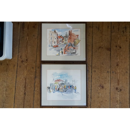 392 - A Pair of Water colours by Mary How of Lymington, one of the Market & the other of the Church & Buil... 