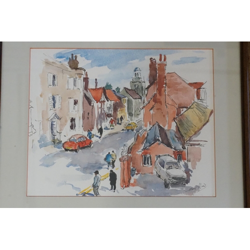 392 - A Pair of Water colours by Mary How of Lymington, one of the Market & the other of the Church & Buil... 