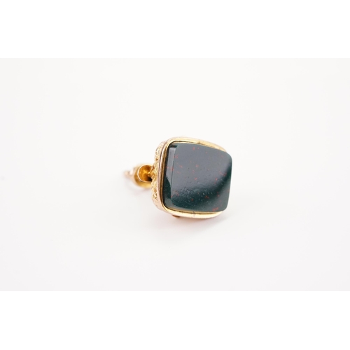 211 - A Victorian 9ct gold marked seal, mounted with a bloodstone. Weight 4.6g. 29.9mm high.