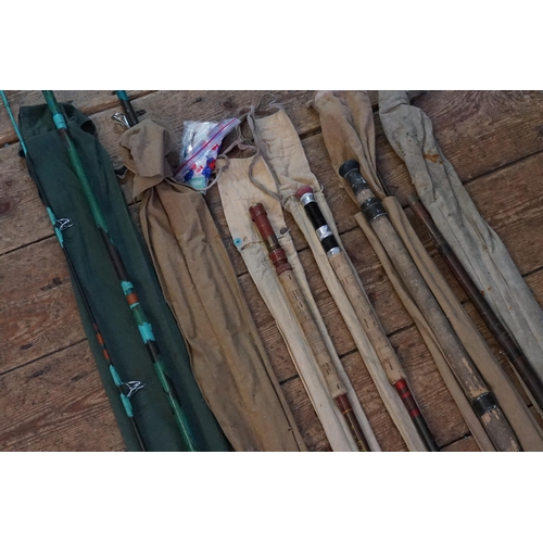 417 - A Collection of Fishing Rods to include Two Milbro Spinning Rods & Four others in Sleeves. (All As F... 