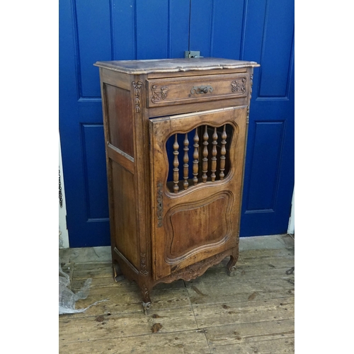 574 - A French Beech Provincial Side Cabinet fitted with a Drawer. Measuring: 73cms across x 130cms high x... 