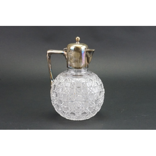 62 - A Victorian 1901 James Dixon & Son silver cut glass water jug.