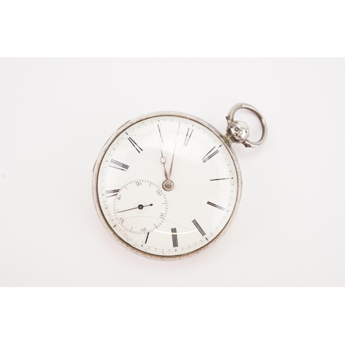 253 - A 1837 London marked silver pocket watch, by George Richards. Roman numeral dial, white face and sub... 