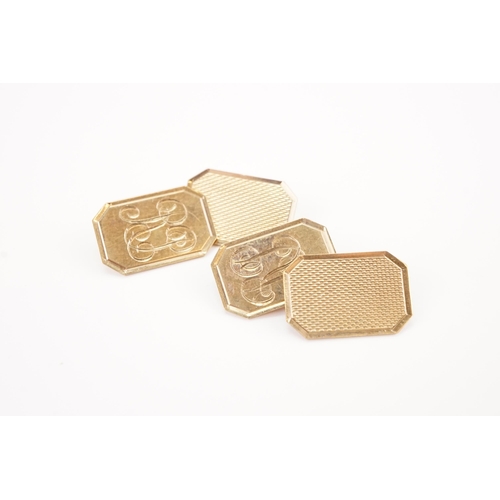 193 - A pair of 9ct gold cufflinks, engraved with initials. Weight 4.8g.