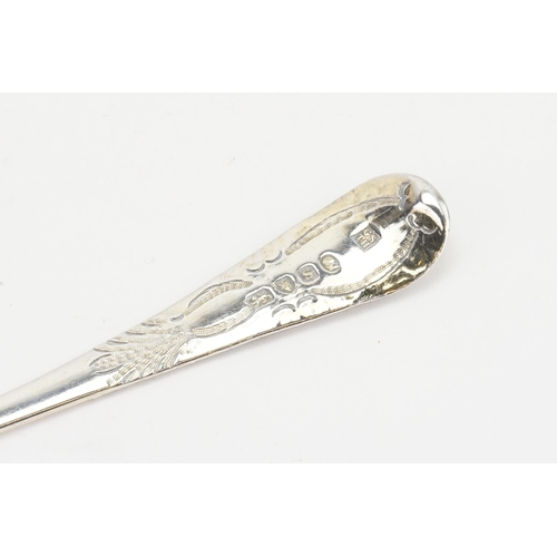 38 - A 1793 Georgian George Smith (II) & Thomas Hayter silver fruit decorated spoon. Weight 61.g