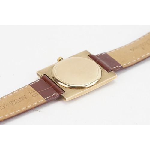 262 - A 9ct Gold Oval Faced Tank Style Gentleman's Longines Wristwatch with a Brown Leather Strap & a Gold... 