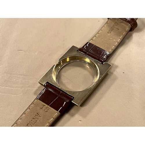 262 - A 9ct Gold Oval Faced Tank Style Gentleman's Longines Wristwatch with a Brown Leather Strap & a Gold... 