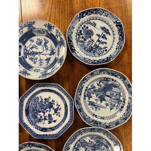 443 - A Collection of Chinese Export Hexagonal Tea Plates, Dinner Plates, Saucer Dishes & a Kutani Plate.