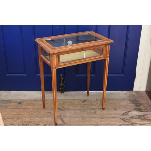 511 - A Beech Framed Bijouterie Cabinet standing on square legs with Key. Measuring: 62cms wide x 39cms de... 