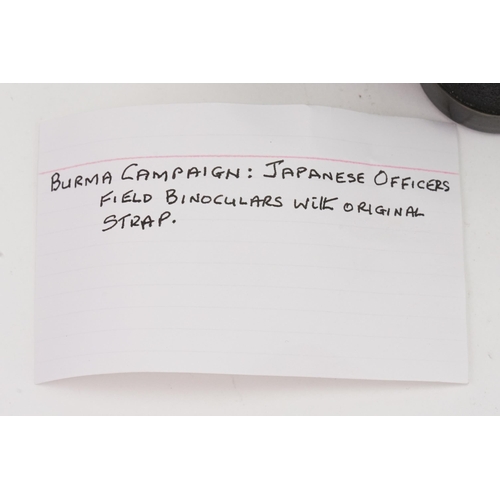 623 - A Pair of Japanese Officer's Field Binoculars on Brown Leather Strap from the Burma Campaign.