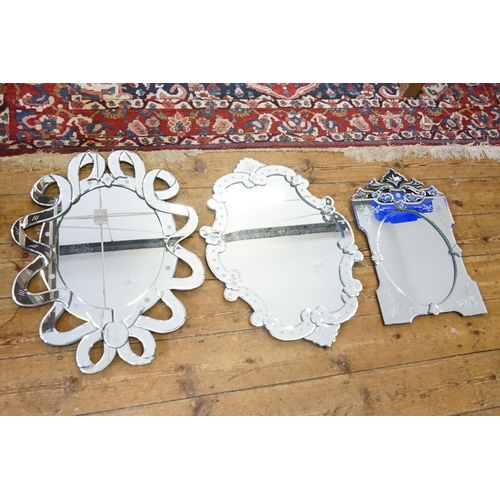 558 - Three Italian designed Cut & Etched Mirrors with raised embossed decoration.