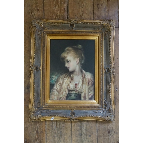 705 - A Portrait print of a Young Girl in a Pensive mood, signed POLAR, Framed & Glazed. Measuring: 50cms ... 