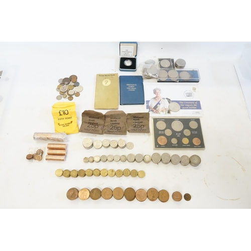 247 - A Large Collection of Coins to include Commemorative Coins, a Silver Proof £1 Coin in Case, Britain'... 