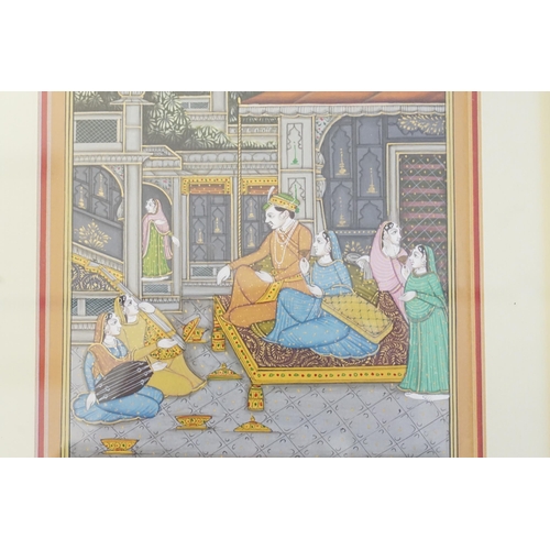 455 - An Indian Framed Picture of Camels, Elephants, Procession & Hunting with verse to top along with a T... 