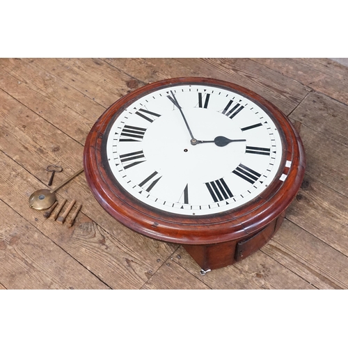 272 - A Late 19th Century Mahogany cased Tavern Clock with Roman Numerals, Black Hands fitted with a Brass... 