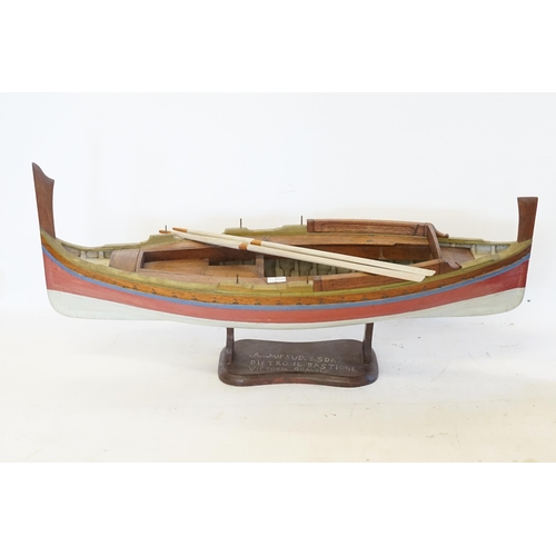 448 - A 1920s Sicilian Scratch Built model of a Rowing Boat with Oars marked 