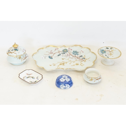 774 - A Limoges Dressing Table Set with a Tray, Tazza & Hair Tidier, etc.