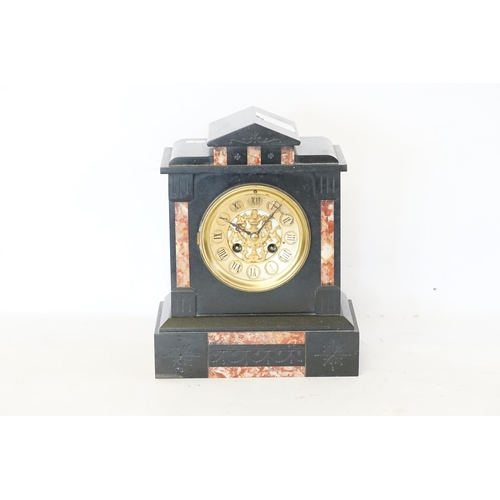 262 - A Victorian Marble mounted Mantle Clock with French Brass movement, Maker 