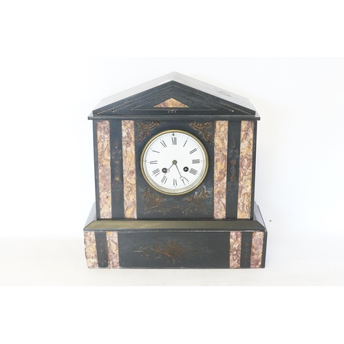 266 - A Victorian Marble Cased Mantle Clock with enamelled Face with an 