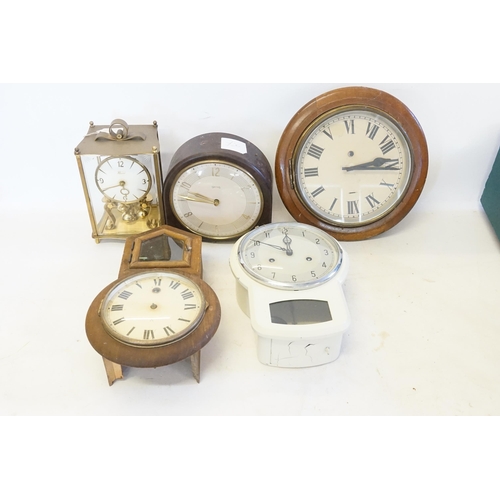 269 - A Collection of Five Clocks to include a Smiths Bakelite Wall Clock & four various Clocks.