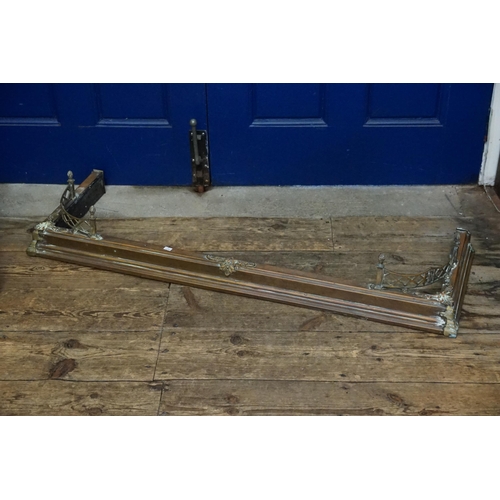 600 - A Late 19th Century Brass Fire surround with Vase & Peirce decoration. Measuring: 106cms (Inner) x 3... 