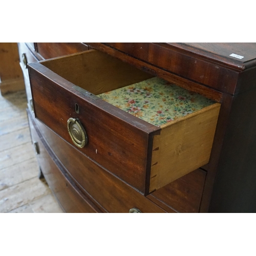 519 - A Georgian Mahogany Bow Fronted Chest of Three Short & Three Long Drawers resting on Bracket & Brass... 