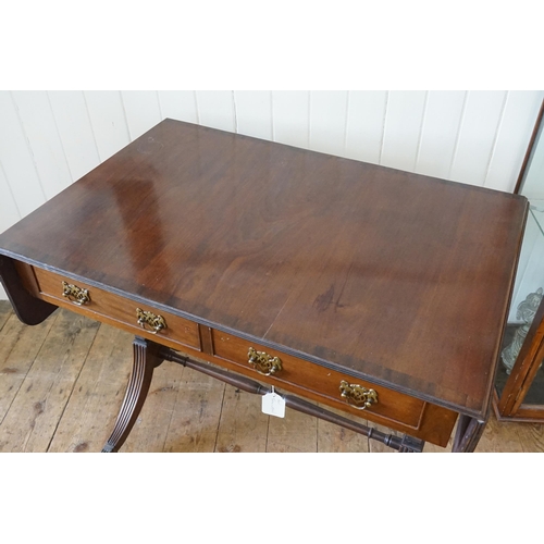 520 - A Reproduction Mahogany & Cross Banded Drop Flap Sofa Table fitted with Two Drawers. Measuring: 91cm... 