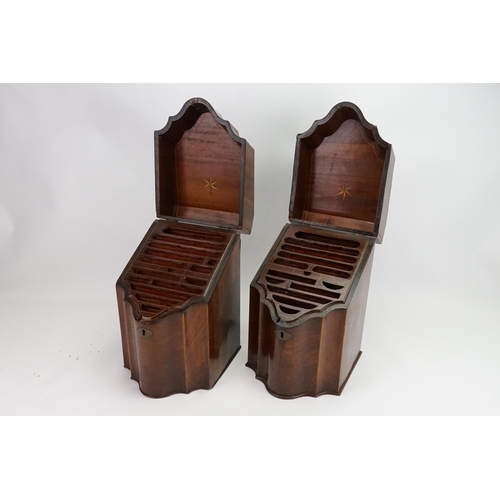 477 - A Pair of Georgian Cuban Mahogany Serpentine Fronted Cutlery Boxes with Fitted interiors.