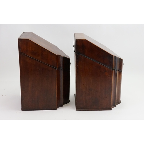 477 - A Pair of Georgian Cuban Mahogany Serpentine Fronted Cutlery Boxes with Fitted interiors.