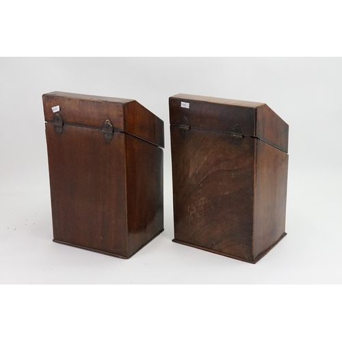 477 - A Pair of Georgian Cuban Mahogany Serpentine Fronted Cutlery Boxes with Fitted interiors.