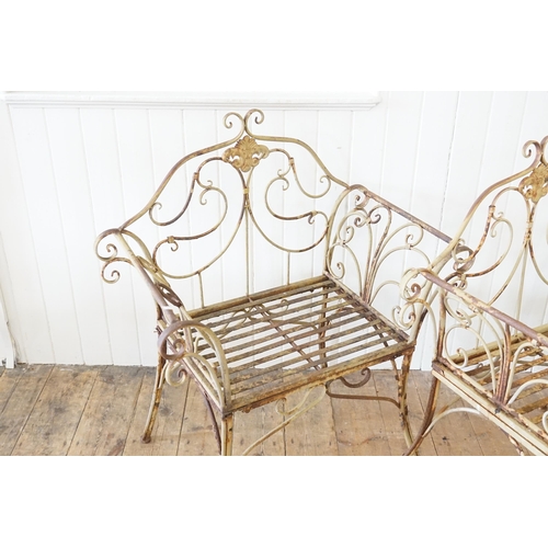 588 - A Pair of Regency Design Fold over armed Wirework Garden Chairs.