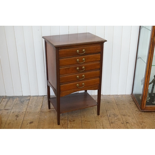 481 - An Edwardian Drop Front Music Cabinet fitted with Five Drawers & Under Tier. Measuring: 53cms across... 