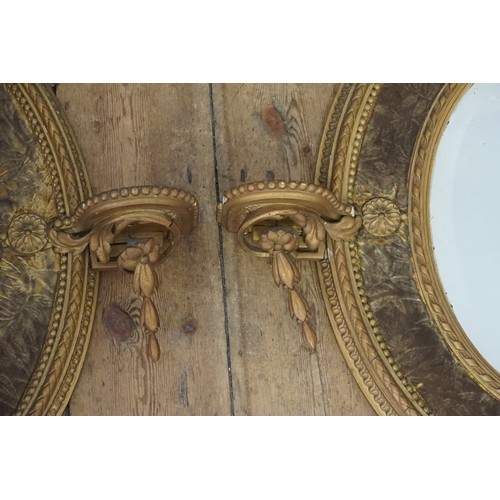 561 - A Pair of Gesso Girandole Mirrors in an Adams & Floral Festooned Frames with Side Vase Supports & Ov... 