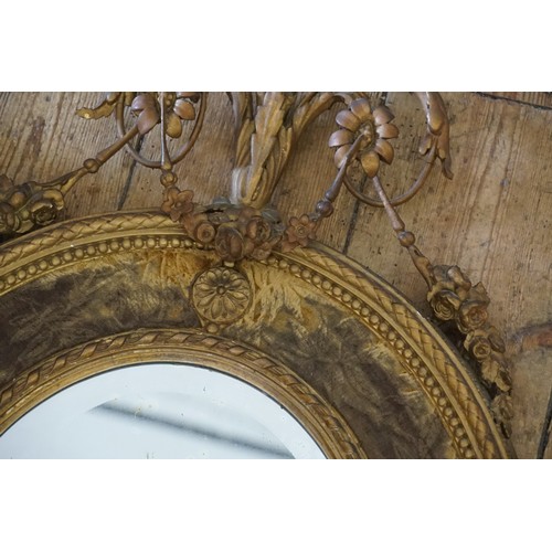 561 - A Pair of Gesso Girandole Mirrors in an Adams & Floral Festooned Frames with Side Vase Supports & Ov... 