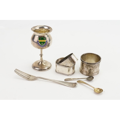 35 - A Collection of various Silver items to include napkin rings. Weight 193g.