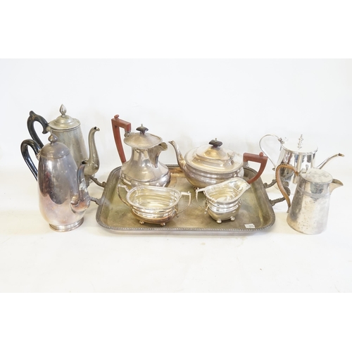 115 - A Four Piece Silver Plated Tea Set, Coffee Pot, Hot Water Jug & Tray.